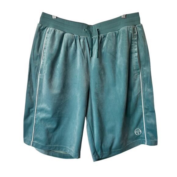 Sergio Tacchini Men's Shorts 2XL Velour Athletic Sovana Aquamarine NWT Tennis - Picture 1 of 14